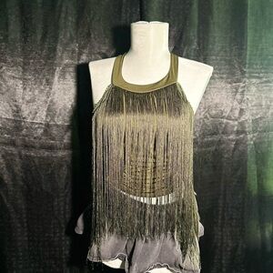 SHEIN Fringe Crop Top in Olive – Boho Night Out Style
